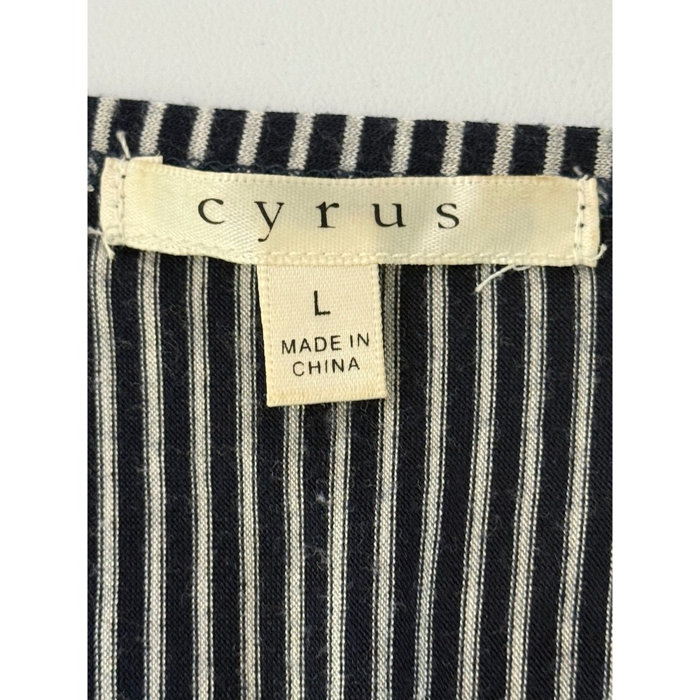 Cyrus Navy White Striped Oversized High Low Tunic Top Mixed Stripe T-Shirt - Picture 10 of 11
